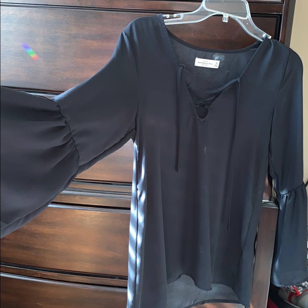 ABERCROMBIE & FITCH BLACK LACE UP TOP